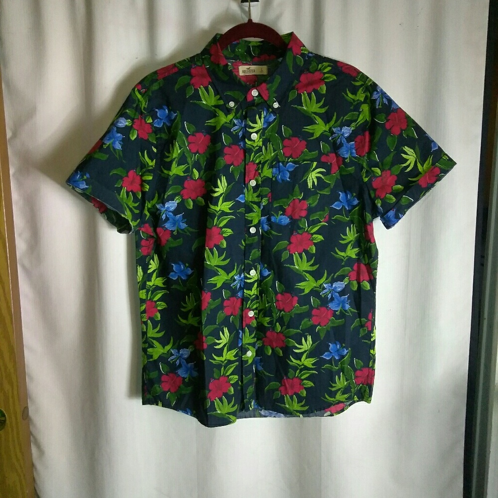 Hollister Button Down Floral Print Shirt sz L